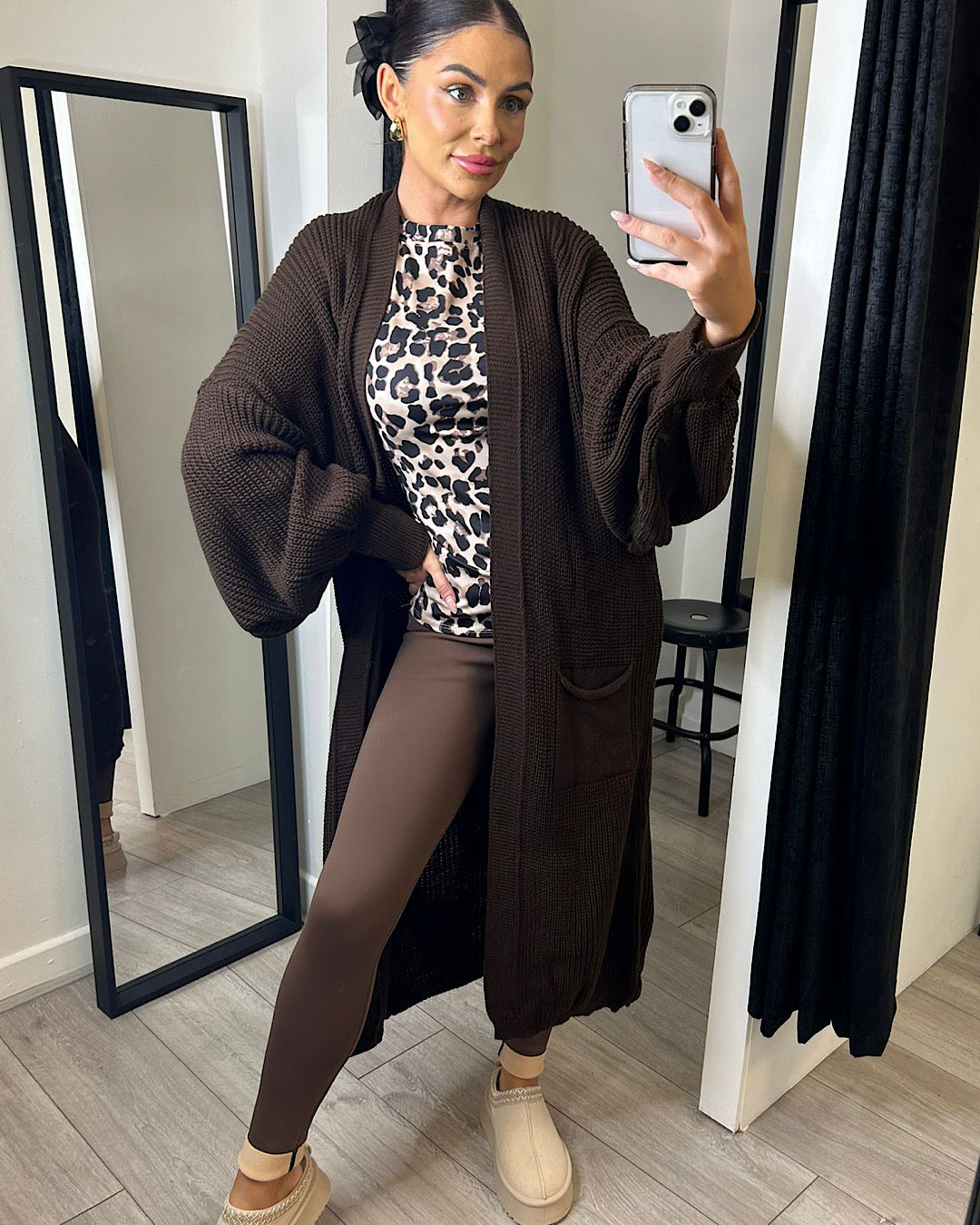 Long Sleeve Leopard Print Top