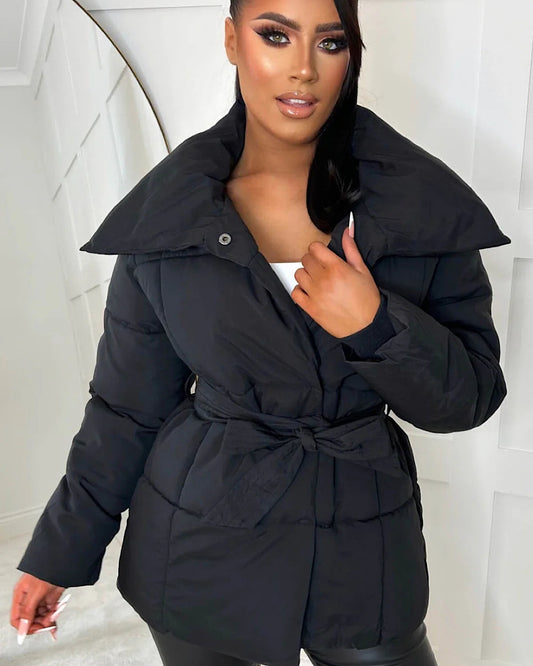 Black Belted Puffer Coat