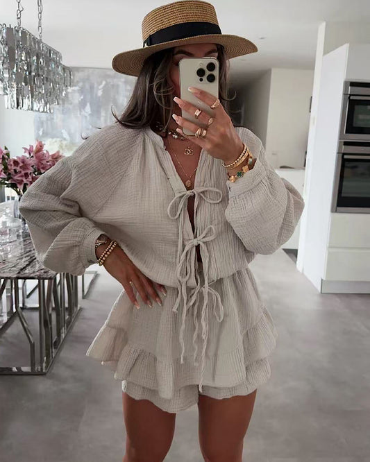 Beige Lace Front Playsuit