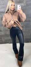 Black Faux Leather Flare Trousers