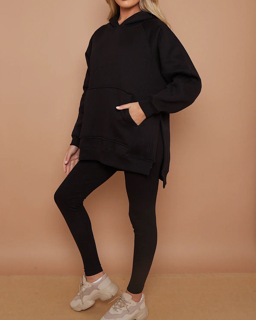 Oversized Black Hoody and Leggings Suit