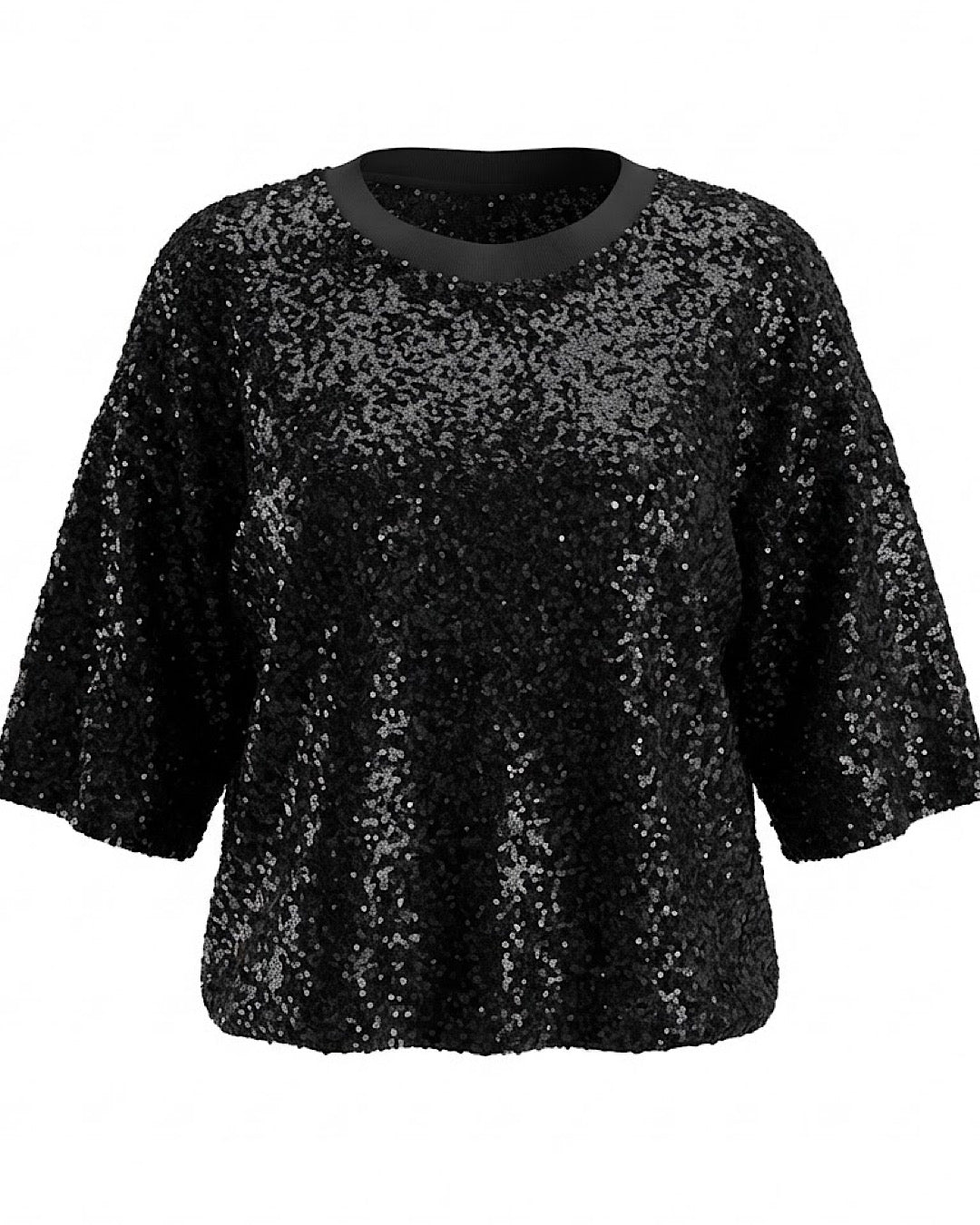 Black Oversized Sequin Top